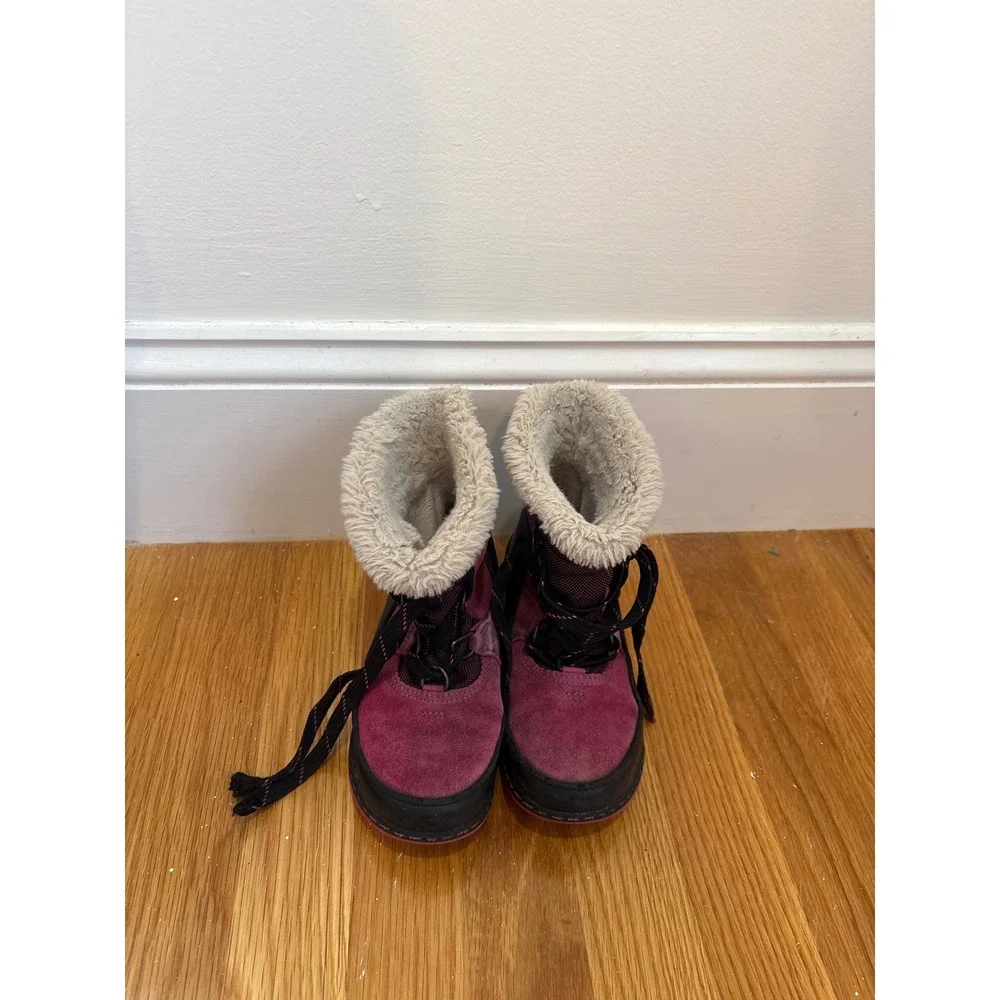 Sorel Girls Pink‎ Black Faux Fur Waterproof Winter Snow Boots Size 13